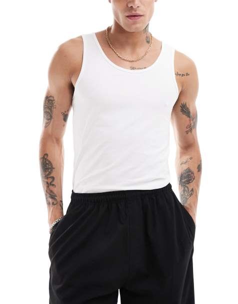 Mens Black Ribbed Vest