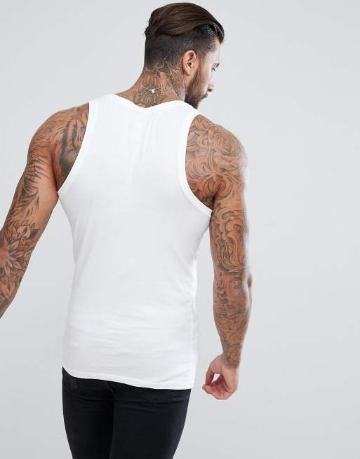 ASOS DESIGN muscle fit vest in white