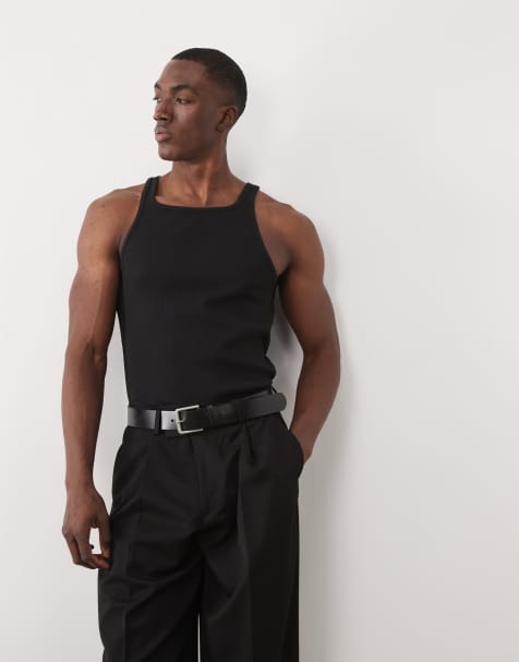 ASOS DESIGN muscle fit vest with high neck in black rib - view 1
