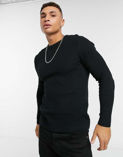 Black muscle fit on sale jumper