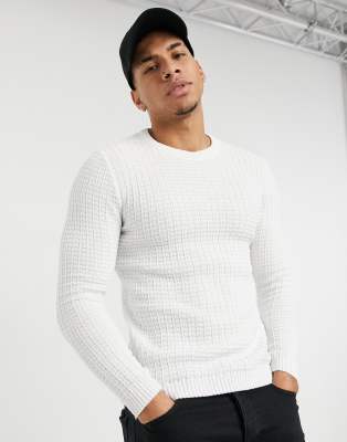 white waffle jumper