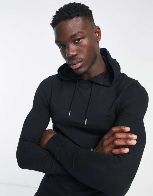 ASOS DESIGN muscle hoodie in black