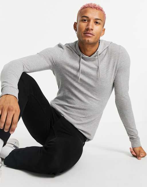 ASOS DESIGN muscle hoodie in grey marl - GREY