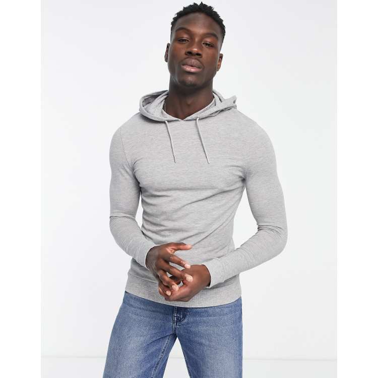 ASOS DESIGN muscle hoodie in grey marl