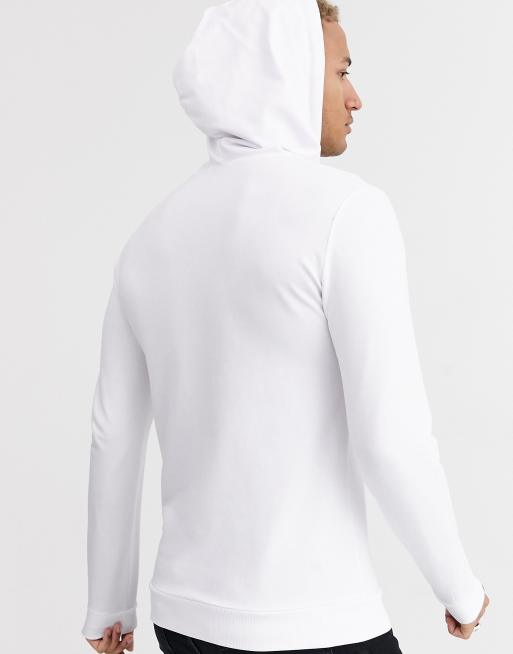 White muscle store fit hoodie