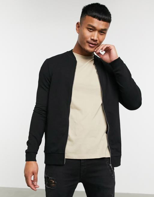 Asos black outlet bomber jacket