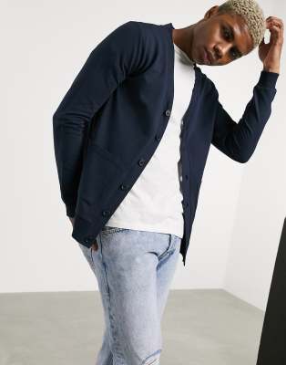 navy jersey cardigan