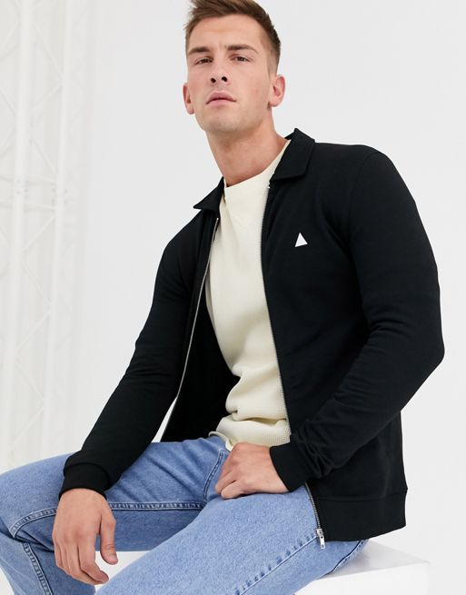Download ASOS DESIGN muscle jersey harrington jacket in black with ...