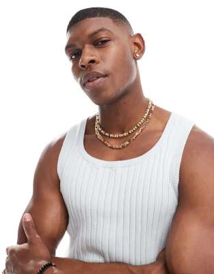 Asos Design Muscle Lightweight Knit Rib Tank Top In Blue