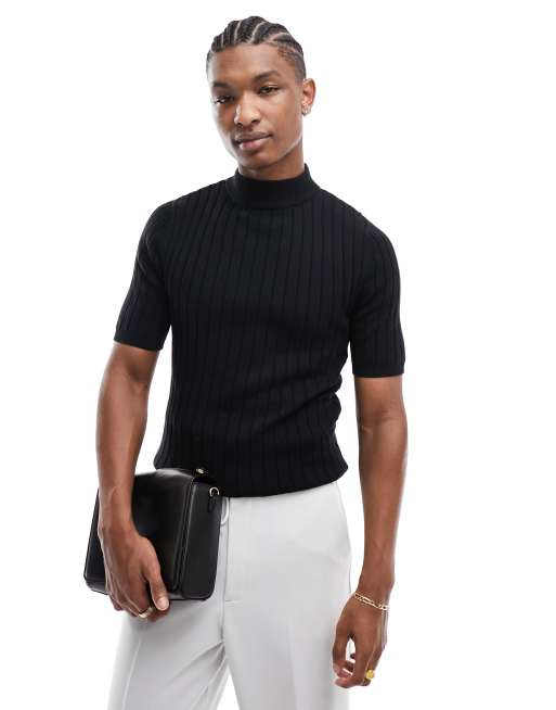 ASOS Design long sleeve muscle t-shirt with turtleneck in black