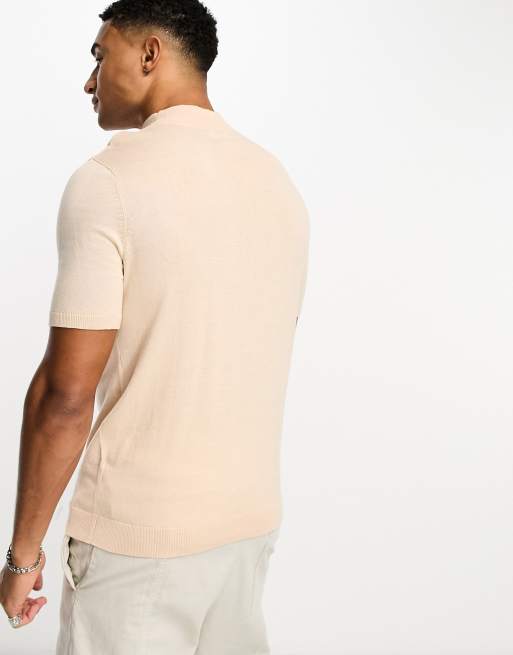 Beige Cotton Crew Neck T-shirt  Clothing \ Knitwear \ T-shirts