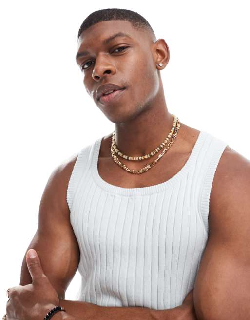 ASOS DESIGN muscle lightweight knitted rib singlet in light blue