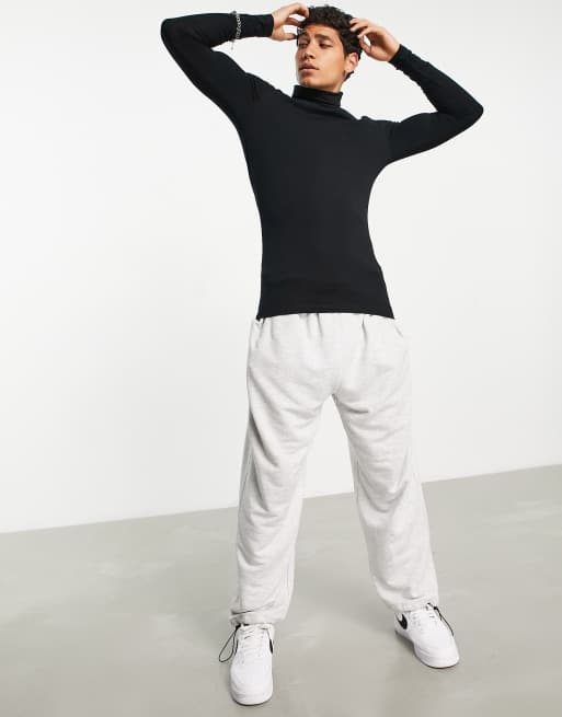 ASOS DESIGN muscle long sleeve jersey roll neck t-shirt in black, 4 of 4