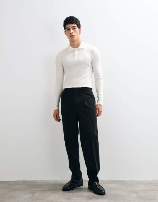 ASOS DESIGN muscle long sleeve polo in cream, 2 of 9