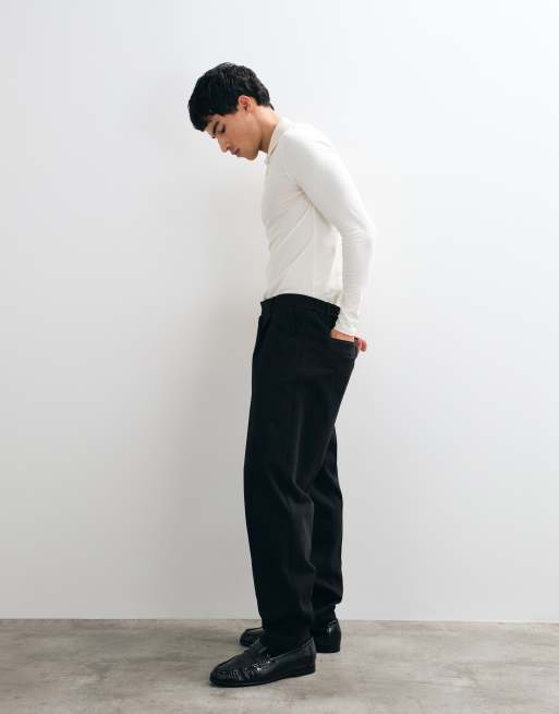 ASOS DESIGN muscle long sleeve polo in cream, 3 of 9