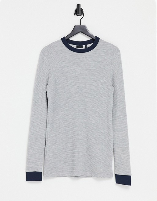 ASOS DESIGN muscle long sleeve t-shirt in grey with contrast ringer