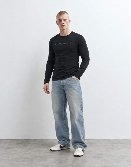 ASOS DESIGN muscle long sleeve t-shirt with city graphic in black, 9 of 10