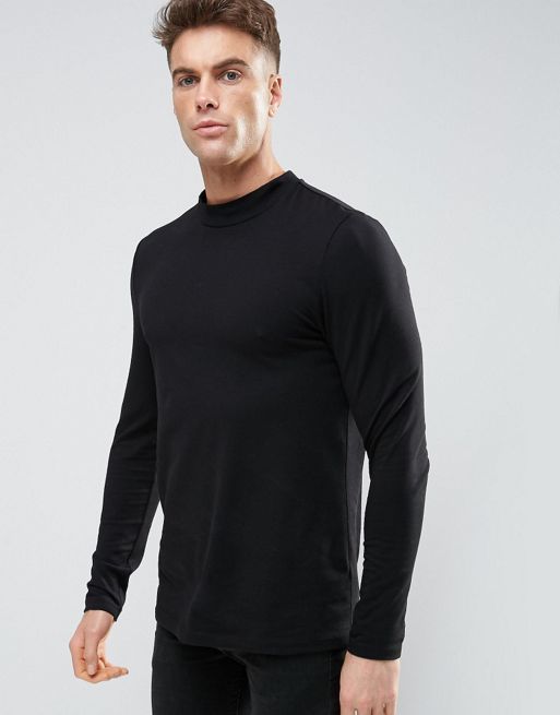 ASOS DESIGN long sleeve muscle T-shirt with turtleneck in black