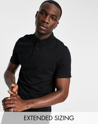 Asos Design Muscle Polo In Black