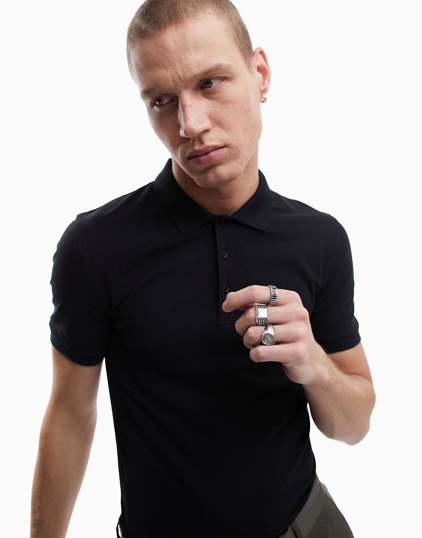 ASOS DESIGN muscle polo in black