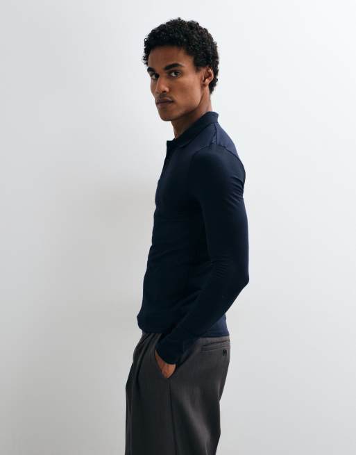 ASOS DESIGN muscle polo in navy, 4 of 9
