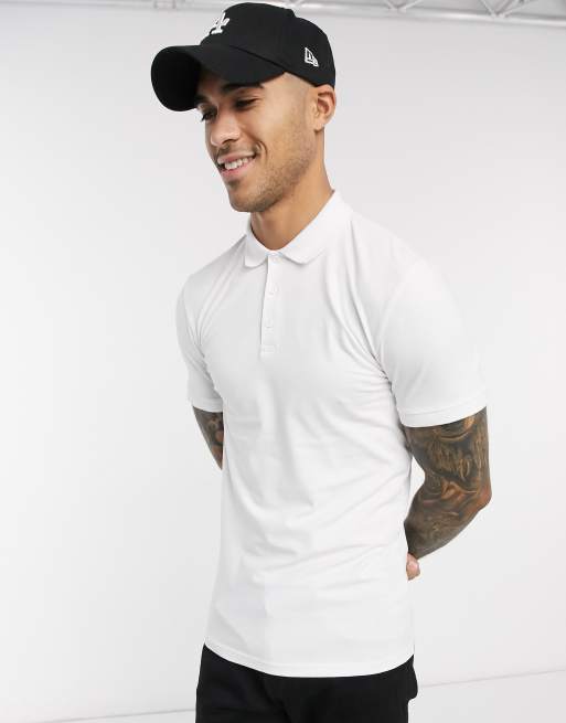 ASOS DESIGN muscle polo in white - WHITE