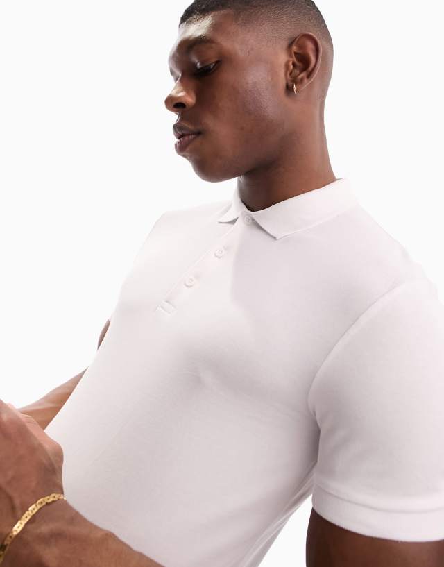 ASOS DESIGN - muscle polo in white