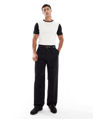 Asos Design Muscle Ribbed T-shirt With Contrast Sleeves In Multi