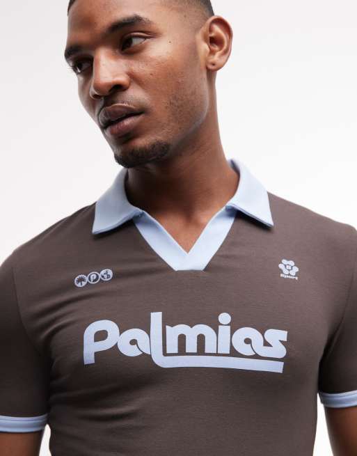 ASOS DESIGN muscle ringer polo with football graphics in brown, 3 of 5
