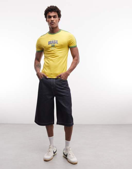ASOS DESIGN muscle ringer t-shirt with Brasil graphic in yellow, 3 of 5