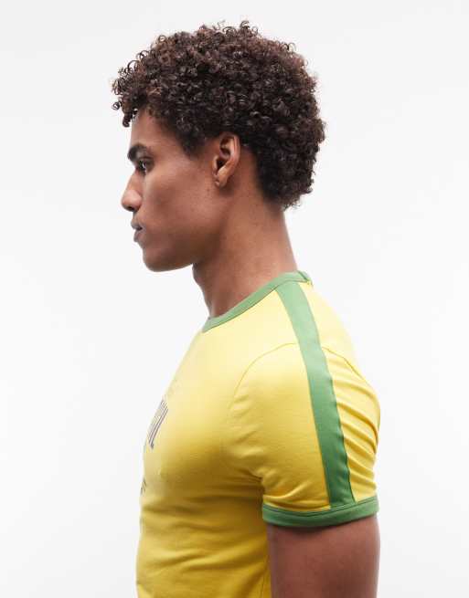 ASOS DESIGN muscle ringer t-shirt with Brasil graphic in yellow, 4 of 5