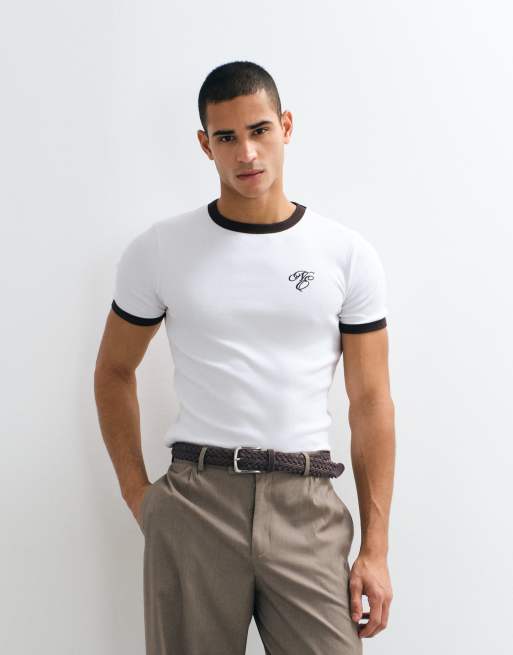 ASOS DESIGN muscle ringer T-shirt with chest graphic in white ribbed fabric, 2 of 5
