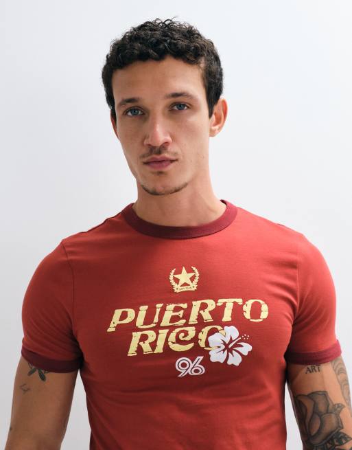ASOS DESIGN muscle ringer t-shirt with Puerto Rico graphic in red, 2 of 5