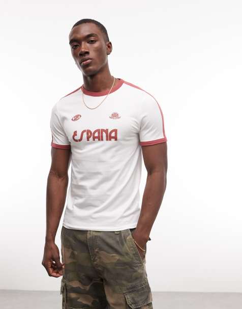ASOS DESIGN muscle ringer T-shirt with soccer graphic in cream - view 1