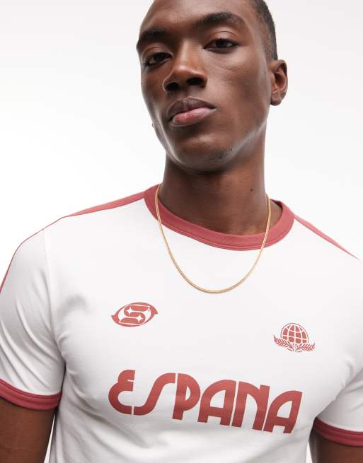 ASOS DESIGN muscle ringer T-shirt with soccer graphic in cream, 3 of 5