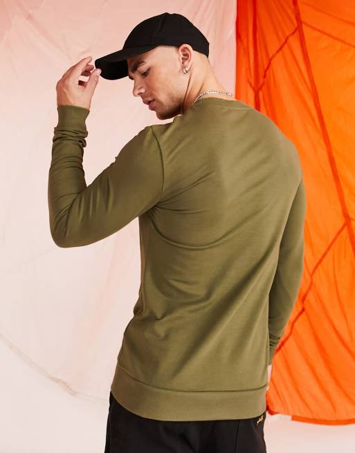 ASOS DESIGN muscle sweatshirt in khaki | ASOS