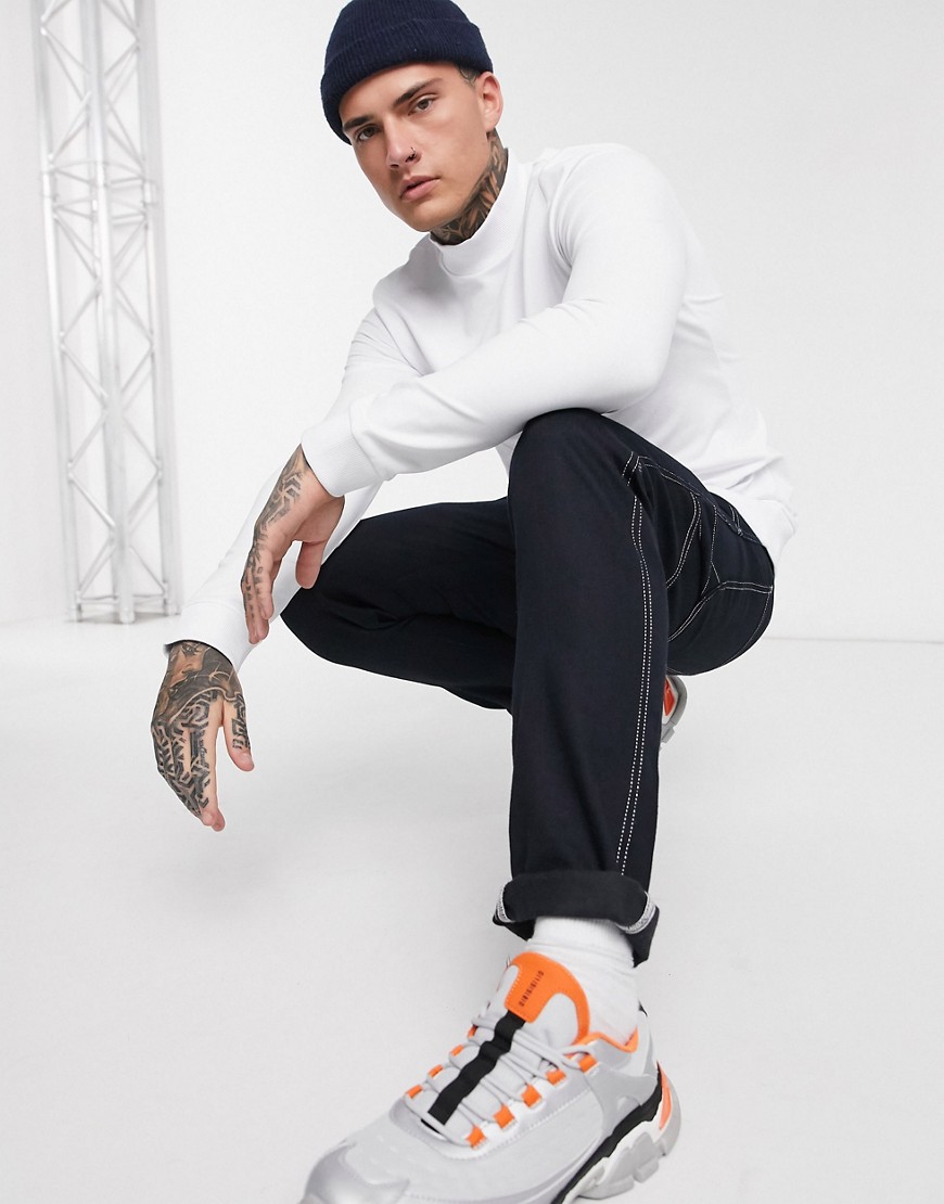 ASOS DESIGN muscle sweatshirt with turtle neck in white
