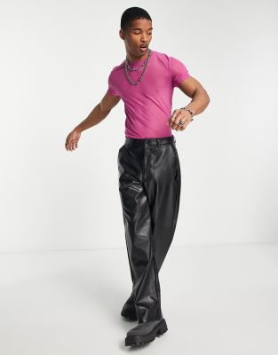 ASOS DESIGN ASOS DESIGN muscle t-shirt in dark pink mesh - PINK - PINK