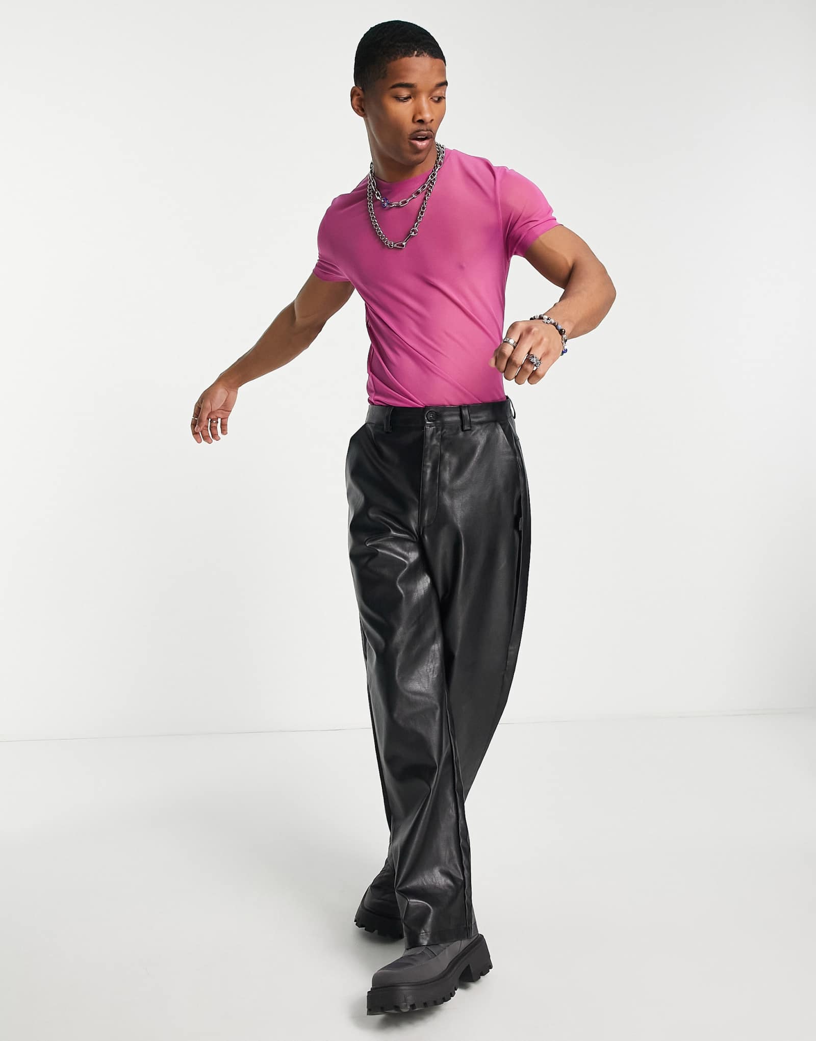 ДИЗАЙНЕРСКАЯ футболка ASOS muscle из темно-розовой сетки - РОЗОВЫЙ - РОЗОВЫЙ