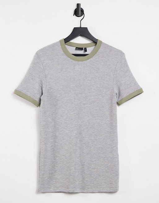 ASOS DESIGN muscle t-shirt in grey slub fabric with contrast ringer