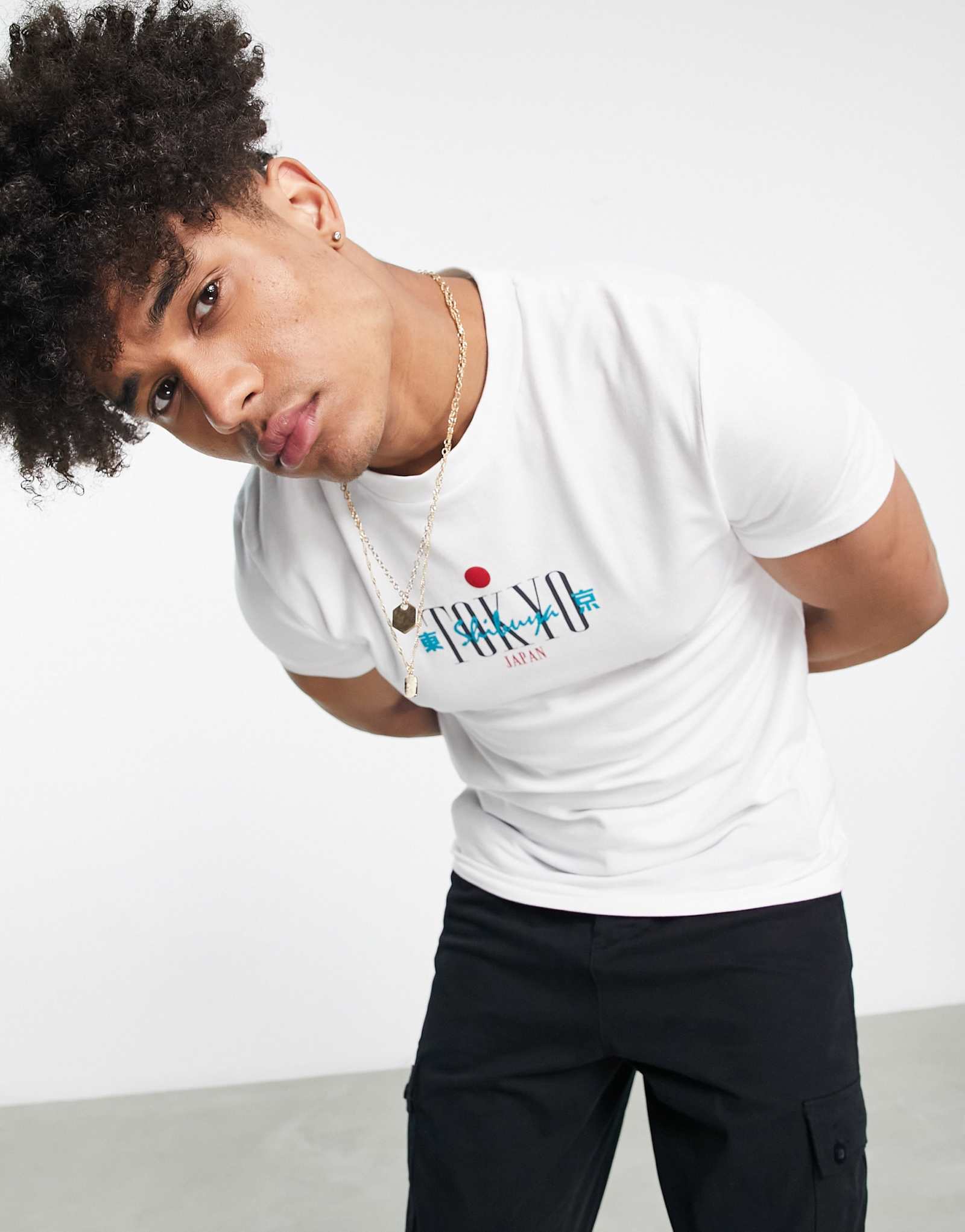 ДИЗАЙНЕРСКАЯ футболка ASOS muscle белого цвета с принтом Tokyo city