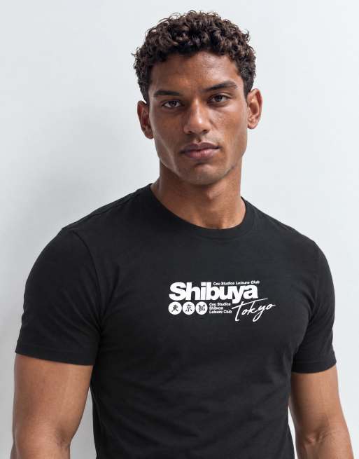 ASOS DESIGN muscle T-shirt med Shibuya-grafik i sort, 9 af 9