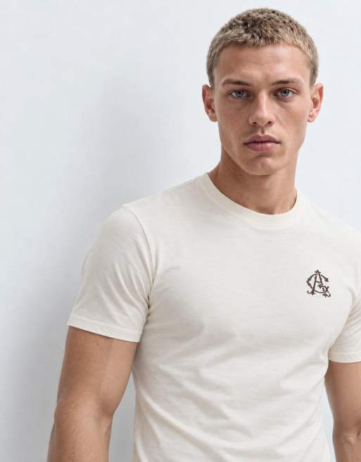 ASOS DESIGN muscle T-shirt met borstprint in crème, 8 van 9
