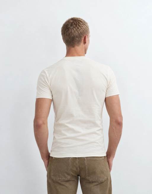 ASOS DESIGN muscle t-shirt with chest graphic in cream, 9 of 9