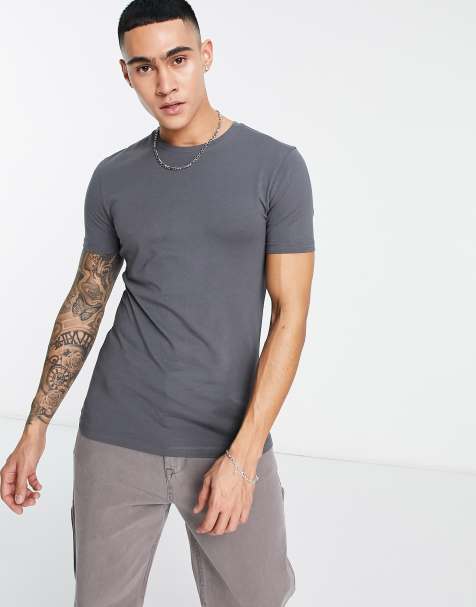 ASOS DESIGN muscle T-shirt with crew neck in washed black - view 1