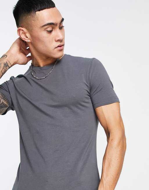 ASOS DESIGN muscle t-shirt with crew neck in washed black, 2 of 4