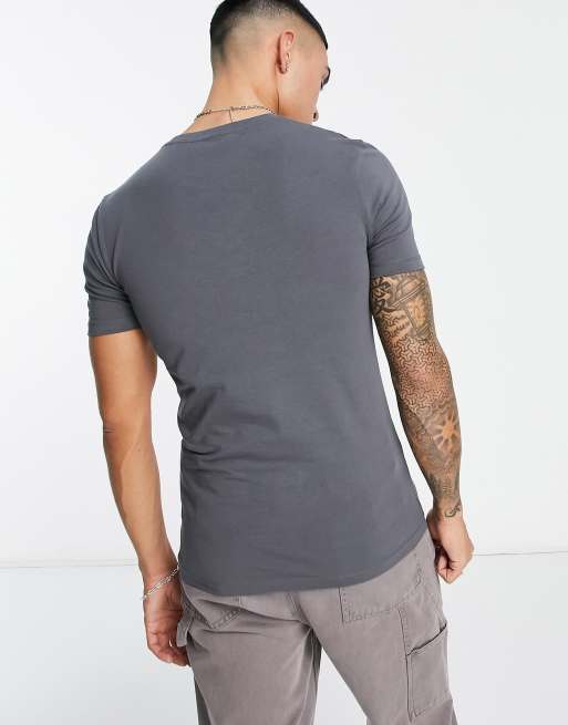 ASOS DESIGN muscle t-shirt with crew neck in washed black, 4 of 4