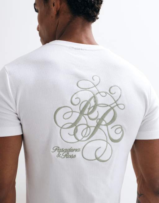 ASOS DESIGN muscle t-shirt with swirl text back graphic in white ribbed fabric, 4 of 5