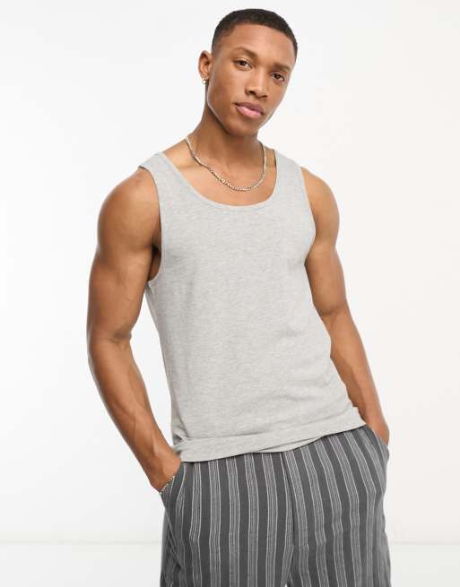 ASOS DESIGN crew neck knitted tank top in grey