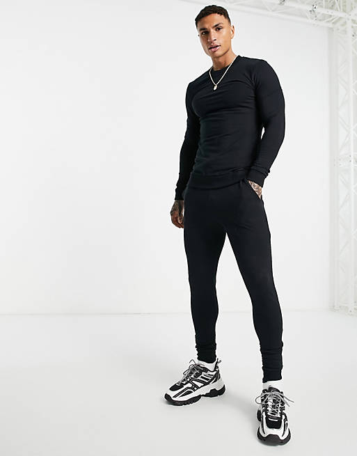 Plus crew neck sweatshirt & sweatpants tracksuit set in Asos Men Sport & Swimwear Sportswear Sports Pants 